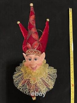 4PC Set Christmas Handmade Holiday Posable Elves And Jester Figurines / Dolls