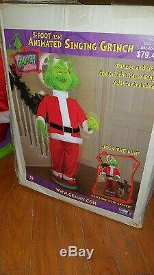 5 FOOT Christmas GRINCH ANIMATED NIB SUPER RARE 2004 Gemmy