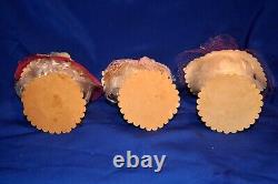 5 Vtg 1950s Party Favor Egg Head Dolls, Posh Easter Girls In Bonnets Hand Made