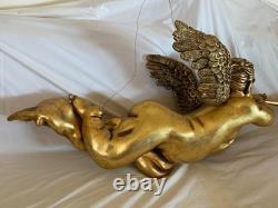 50 Large hanging gold leaf gilded cherub angel with horn and wings