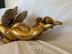 50 Large hanging gold leaf gilded cherub angel with horn and wings