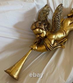 50 Large hanging gold leaf gilded cherub angel with horn and wings