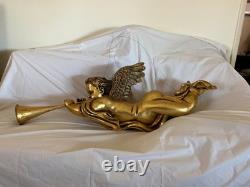 50 Large hanging gold leaf gilded cherub angel with horn and wings