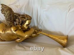 50 Large hanging gold leaf gilded cherub angel with horn and wings