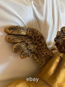 50 Large hanging gold leaf gilded cherub angel with horn and wings