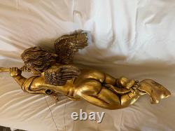 50 Large hanging gold leaf gilded cherub angel with horn and wings