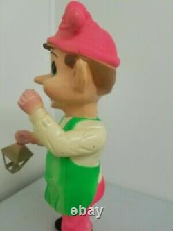 50s-60s Vintage 22 Union Blow Mold Hard Plastic Jointed CHRISTMAS ELF Light