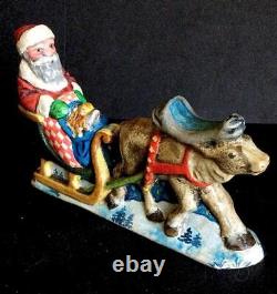 573 VAILLANCOURT 1992 CHRISTMAS SANTA In SLEIGH REINDEER