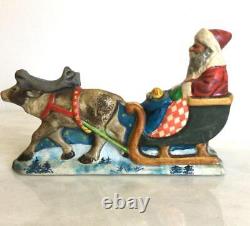 573 VAILLANCOURT 1992 CHRISTMAS SANTA In SLEIGH REINDEER