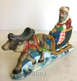 573 VAILLANCOURT 1992 CHRISTMAS SANTA In SLEIGH REINDEER