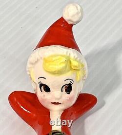 6 Vintage Christmas Ceramic Pixie Elf Figurines Japan Playful Poses Elves Kitsch