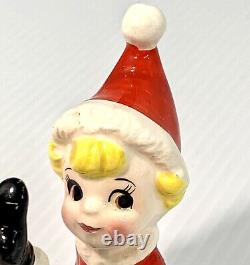 6 Vintage Christmas Ceramic Pixie Elf Figurines Japan Playful Poses Elves Kitsch