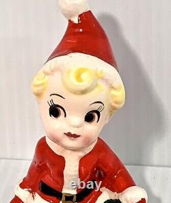 6 Vintage Christmas Ceramic Pixie Elf Figurines Japan Playful Poses Elves Kitsch