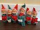 6 Vintage Christmas Lot Of Elf Knee Huggers Elves Pixies Felt Plastic Rubber