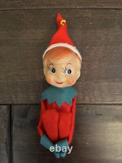 6 Vintage Christmas Lot of Elf Knee Huggers Elves Pixies Felt Plastic Rubber