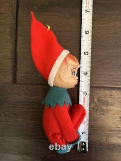 6 Vintage Christmas Lot of Elf Knee Huggers Elves Pixies Felt Plastic Rubber