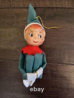 6 Vintage Christmas Lot of Elf Knee Huggers Elves Pixies Felt Plastic Rubber