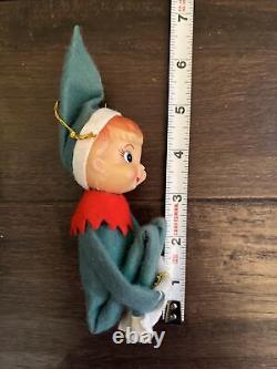 6 Vintage Christmas Lot of Elf Knee Huggers Elves Pixies Felt Plastic Rubber