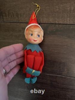 6 Vintage Christmas Lot of Elf Knee Huggers Elves Pixies Felt Plastic Rubber