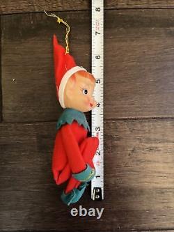 6 Vintage Christmas Lot of Elf Knee Huggers Elves Pixies Felt Plastic Rubber