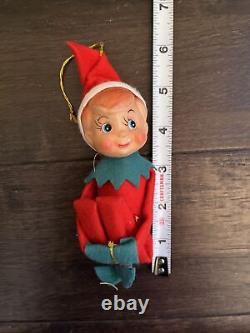 6 Vintage Christmas Lot of Elf Knee Huggers Elves Pixies Felt Plastic Rubber