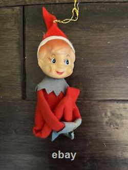 6 Vintage Christmas Lot of Elf Knee Huggers Elves Pixies Felt Plastic Rubber