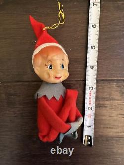 6 Vintage Christmas Lot of Elf Knee Huggers Elves Pixies Felt Plastic Rubber