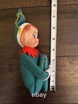 6 Vintage Christmas Lot of Elf Knee Huggers Elves Pixies Felt Plastic Rubber