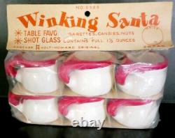 6 Vintage HOLT HOWARD Winking Santa Mugs 1.5 oz. Table Favor/Shot