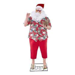 6-ft Animated Beach Santa Tropical Holiday Delight with Interactive Messages