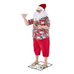 6-ft Animated Beach Santa Tropical Holiday Delight with Interactive Messages