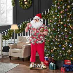 6-ft Animated Beach Santa Tropical Holiday Delight with Interactive Messages