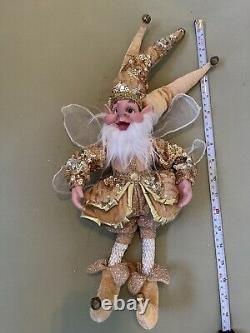 6PC Set Christmas Handmade Holiday Posable Elves Jester Figurines / Dolls-GOLD