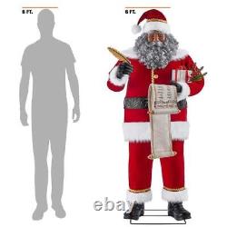 6ft Animated Life-Size Santa Claus with Wishlist Christmas Decor Motion activated