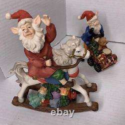 8 Piece Santa Scene Santa's Library Elves By Living Home Christmas Porcelain