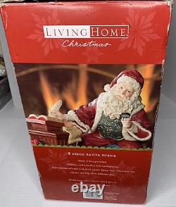 8 Piece Santa Scene Santa's Library Elves By Living Home Christmas Porcelain