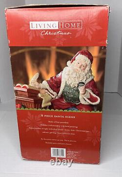 8 Piece Santa Scene Santa's Library Elves By Living Home Christmas Porcelain