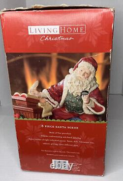 8 Piece Santa Scene Santa's Library Elves By Living Home Christmas Porcelain