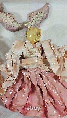 9 Antique Cartapesta Angels Cupid Italy Paper Mache Christmas Ornaments AS IS