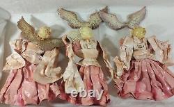 9 Antique Cartapesta Angels Cupid Italy Paper Mache Christmas Ornaments AS IS