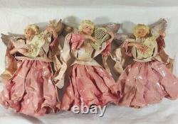 9 Antique Cartapesta Angels Cupid Italy Paper Mache Christmas Ornaments AS IS