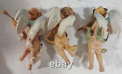 9 Antique Cartapesta Angels Cupid Italy Paper Mache Christmas Ornaments AS IS