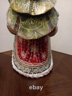 9 Russian SANTA Wooden Hand Carved Hand Painted SIGNED Beautiful Detailed