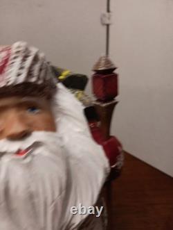 9 Russian SANTA Wooden Hand Carved Hand Painted SIGNED Beautiful Detailed