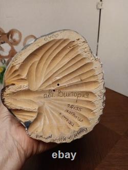 9 Russian SANTA Wooden Hand Carved Hand Painted SIGNED Beautiful Detailed