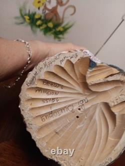 9 Russian SANTA Wooden Hand Carved Hand Painted SIGNED Beautiful Detailed