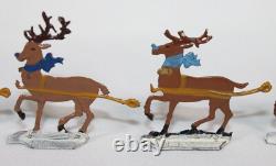 9 Vtg Hans Heinrichsen Reindeer Set Lot German Flat Lead Orig Paint Christmas