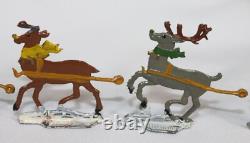 9 Vtg Hans Heinrichsen Reindeer Set Lot German Flat Lead Orig Paint Christmas