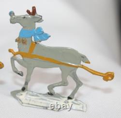 9 Vtg Hans Heinrichsen Reindeer Set Lot German Flat Lead Orig Paint Christmas
