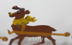 9 Vtg Hans Heinrichsen Reindeer Set Lot German Flat Lead Orig Paint Christmas